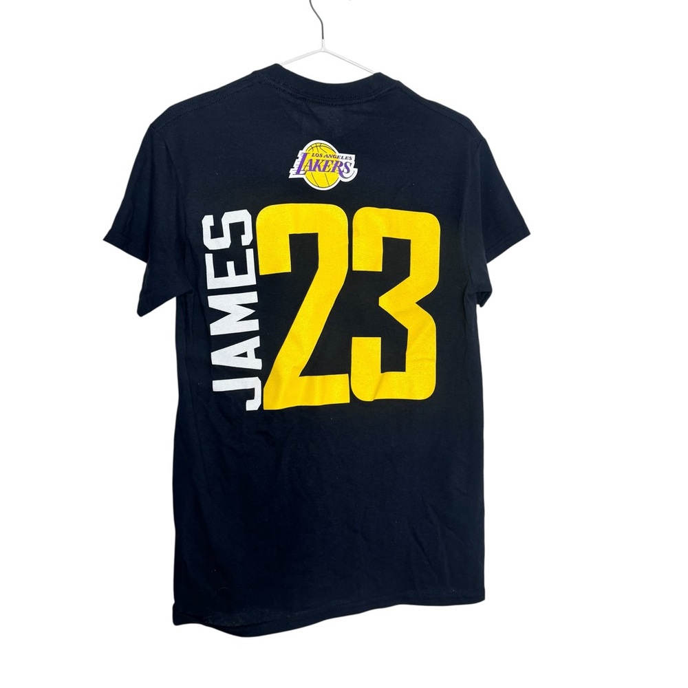 Majestic Los Angeles Lakers LeBron James 23 Black T-Shirt Mens Small NBA Graphic - Picture 2 of 5